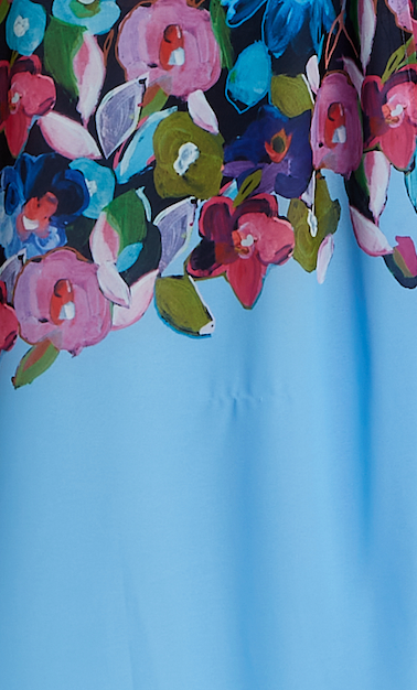 Liquorish Floral Print Maxi Dress With Frill Details in Blue