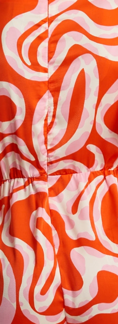 Liquorish Pink And Red Abstract Print Jumpsuit With Short Sleeves
