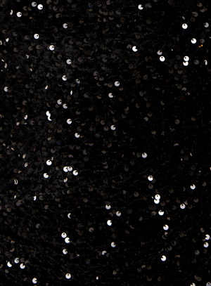 Liquorish Black Sequin Velvet One Shoulder Midi Dress