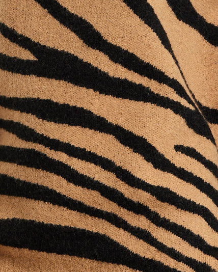 
                  
                    Liquorish Zebra Pattern High Neck Jumper In Brown And Black
                  
                
