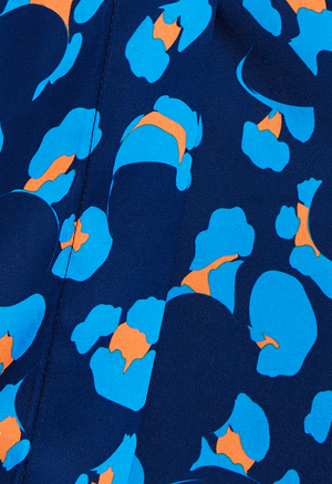 Liquorish Blue Abstract Print Midi Fake Wrap Dress