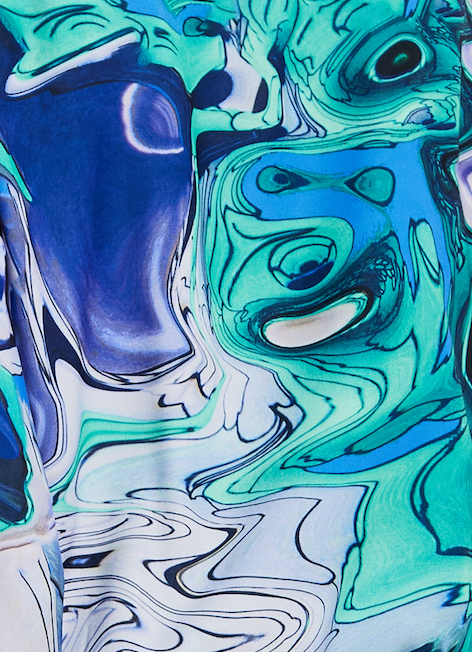 Liquorish Turquoise Marble Print Wrap Top