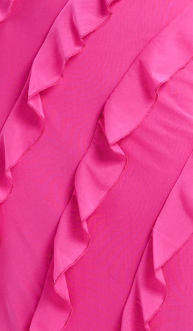
                  
                    Liquorish Diagonal Ruffle One Shoulder Mesh Maxi Dress in Pink
                  
                
