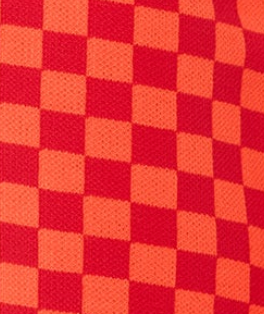 
                  
                    Liquorish Chequered Knitted Vest in Orange & Red
                  
                