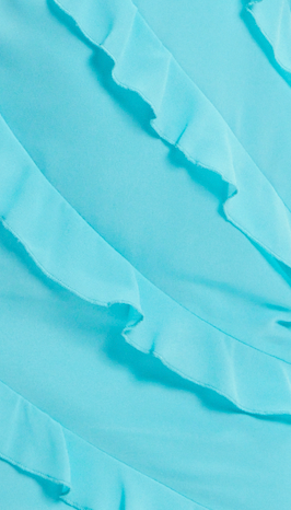 
                  
                    Liquorish Diagonal Ruffled Mini Dress With Strip In Turquoise
                  
                