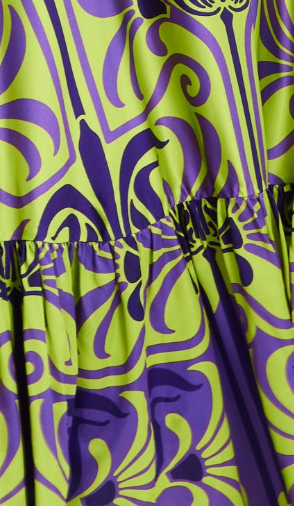 lime green and purple dress Delicious, striking hues of purple melt into electric lime green a reimagined leopard motif, wild at heart, woven through the jungle