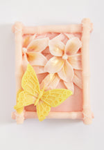 Liquorish Light Yellow Soft Pink Butterfly Garden Floral Soap Handmade Soap