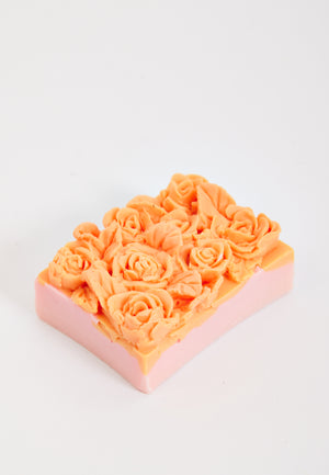Liquorish Orange and Pink Bed of Roses Floral Soap Handmade Soap