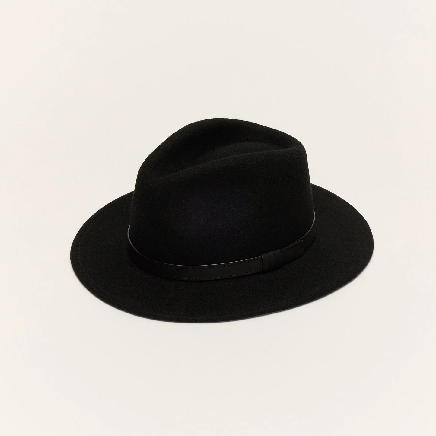 
                  
                    Black Wool Felt Fedora Hat with Leather Band
                  
                