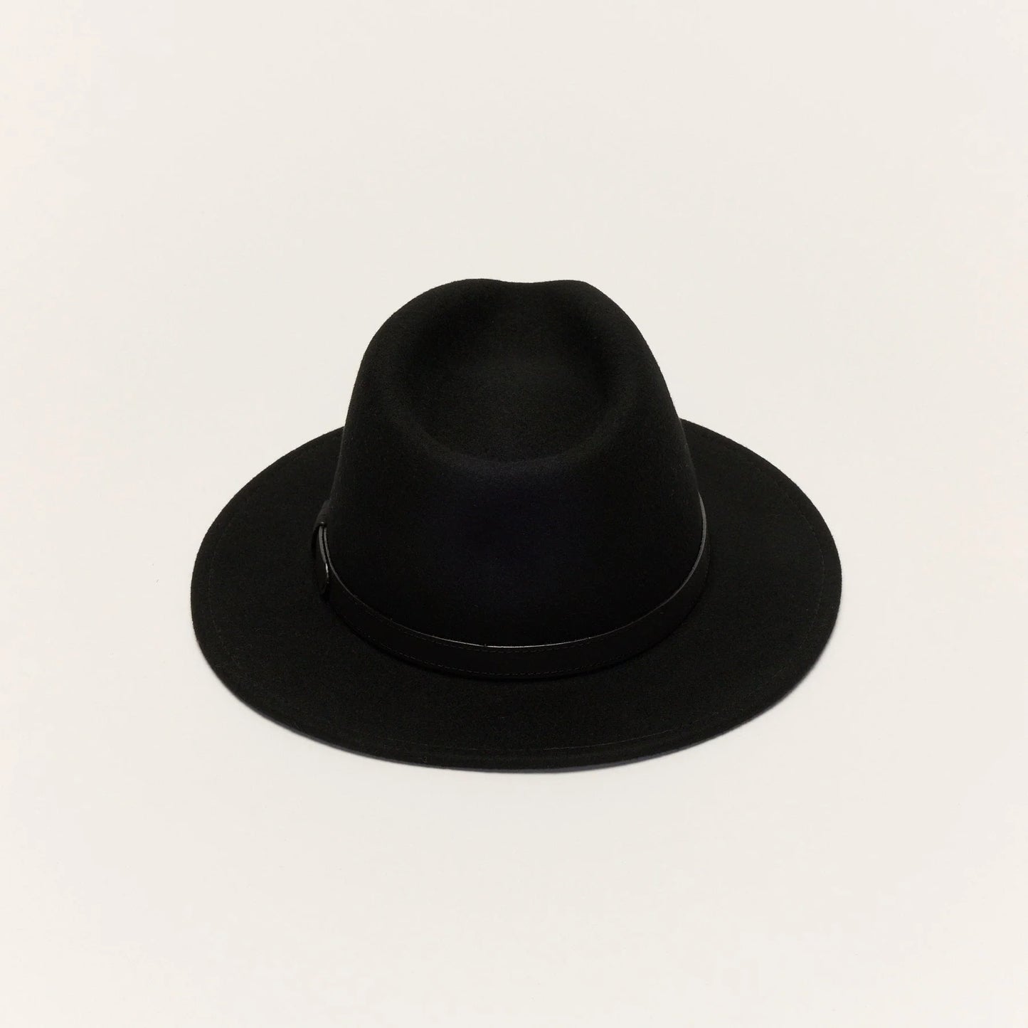
                  
                    Black Wool Felt Fedora Hat with Leather Band
                  
                