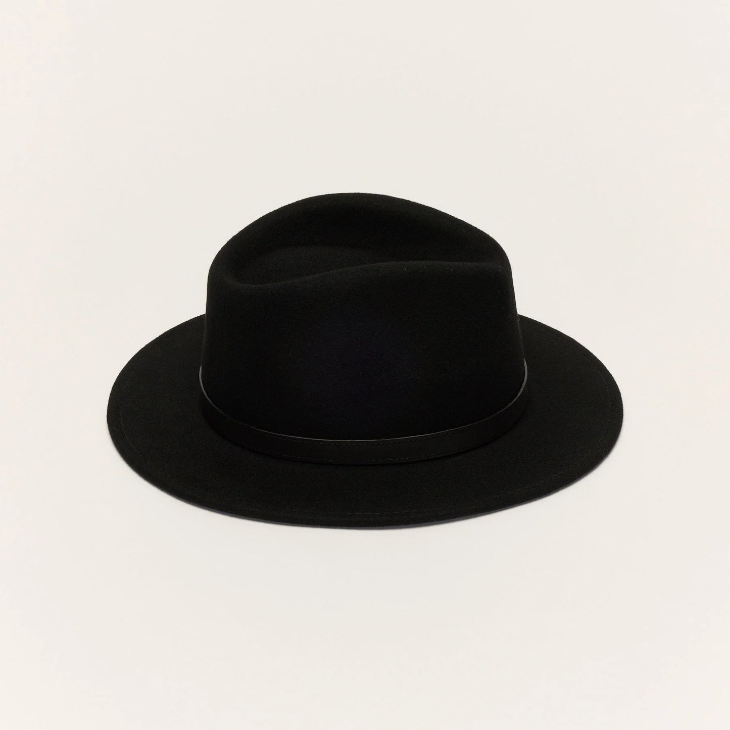
                  
                    Black Wool Felt Fedora Hat with Leather Band
                  
                