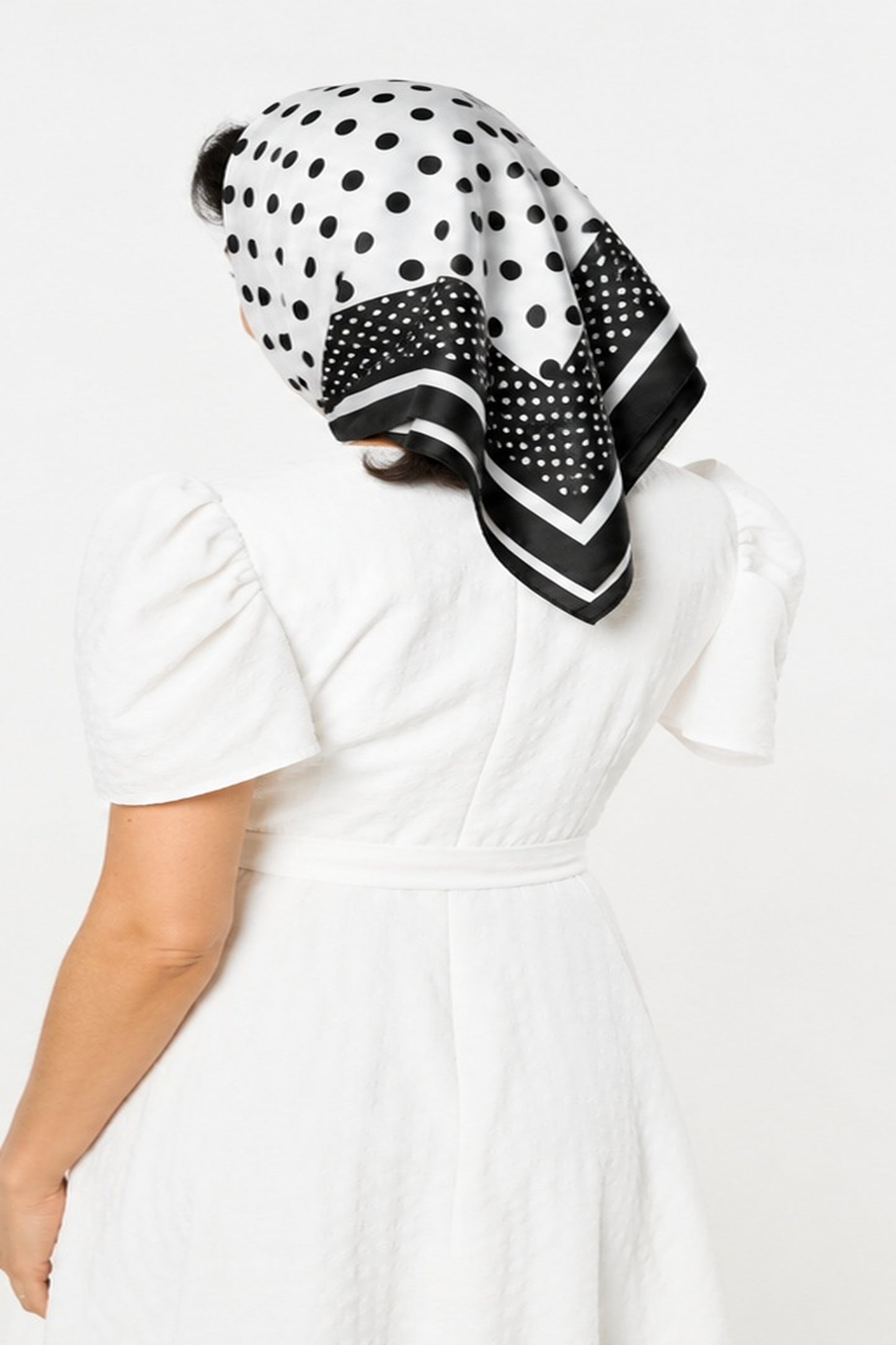 
                  
                    Black & White Polka Dot Satin Scarf
                  
                