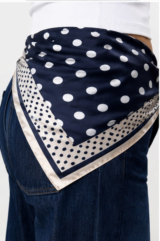 
                  
                    Polka Dot Square Navy & White Satin Scarf
                  
                