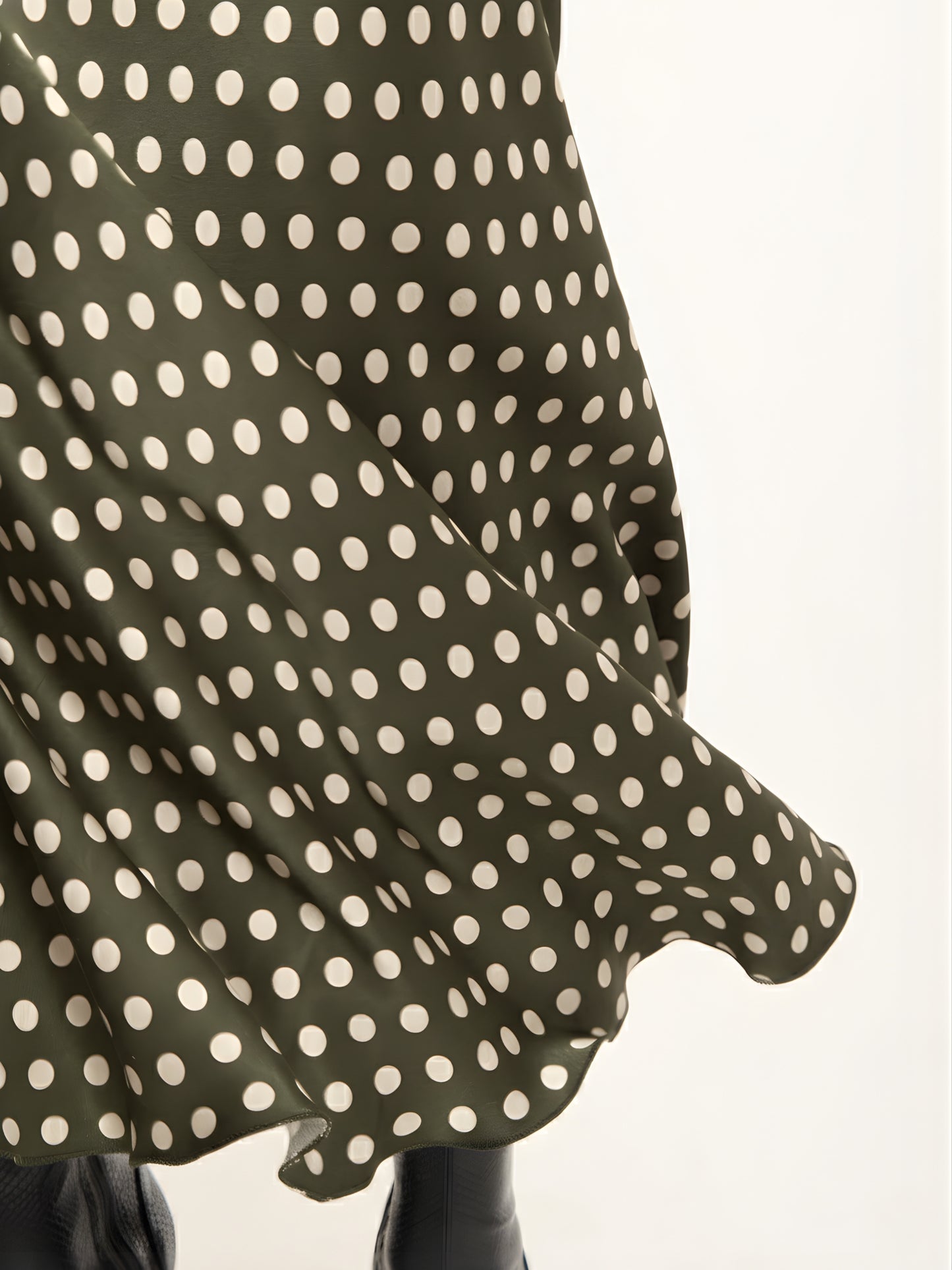 
                  
                    Khaki Polka Dot Satin Midi Skirt
                  
                