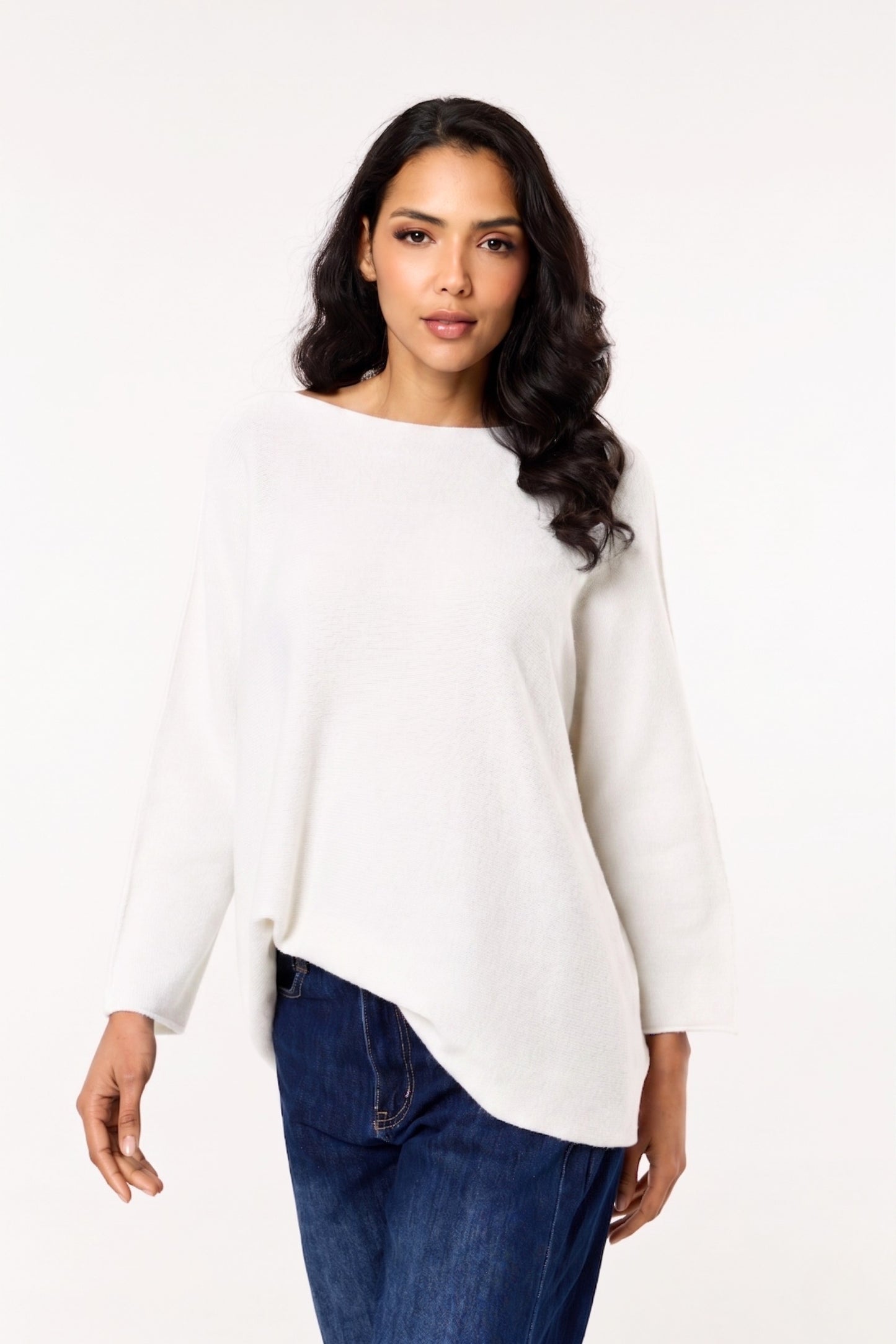 
                  
                    White Off Shoulder Relaxed Knit Jumper
                  
                