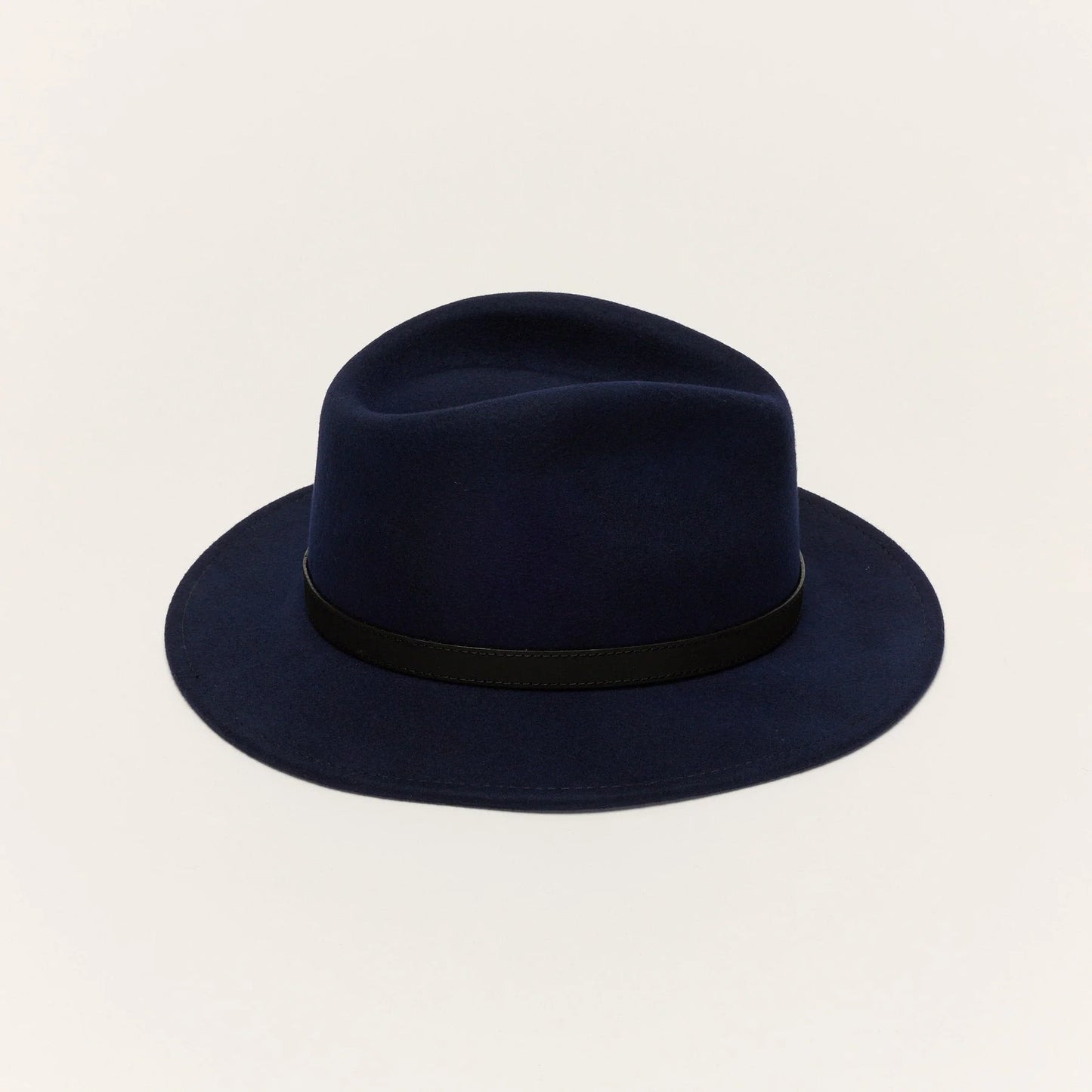 
                  
                    Navy Wool Felt Fedora Hat with Leather Band
                  
                