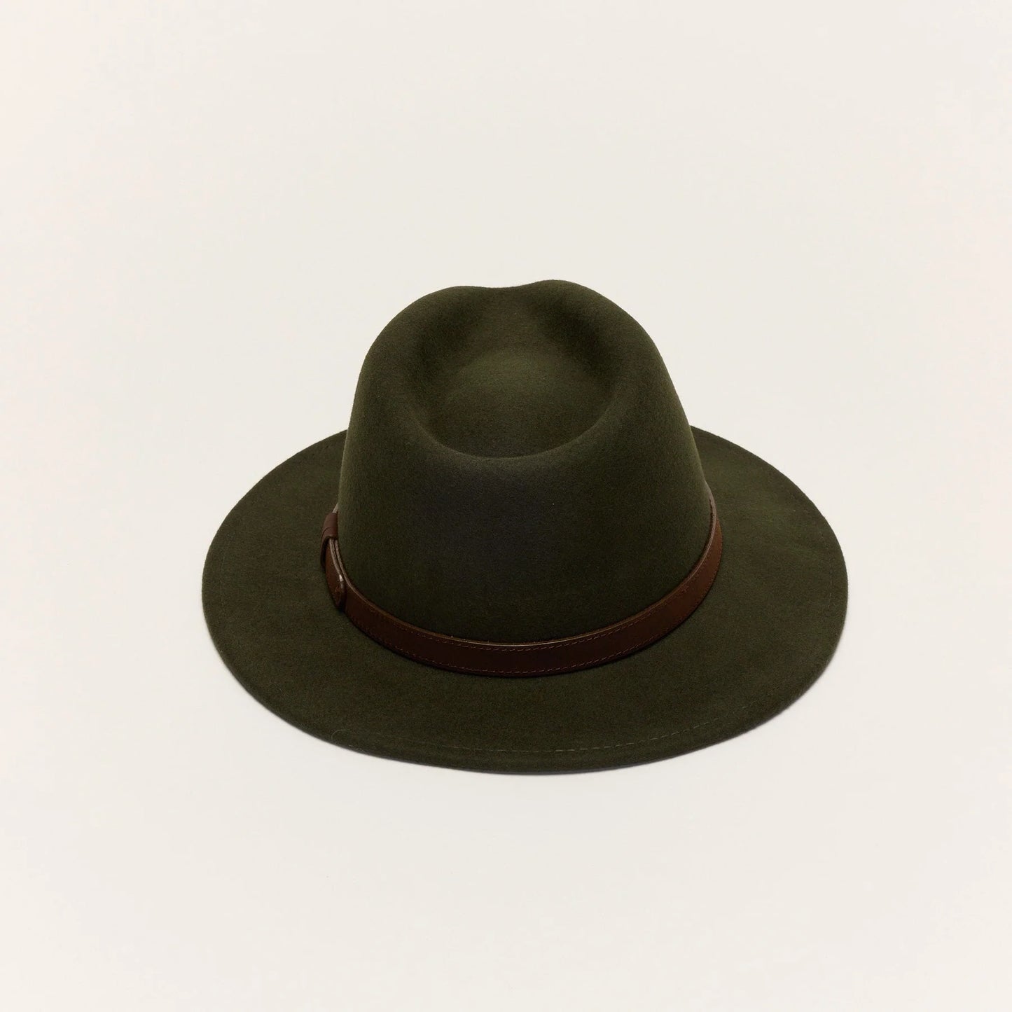 
                  
                    Khaki Wool Felt Fedora Hat with Leather Band
                  
                