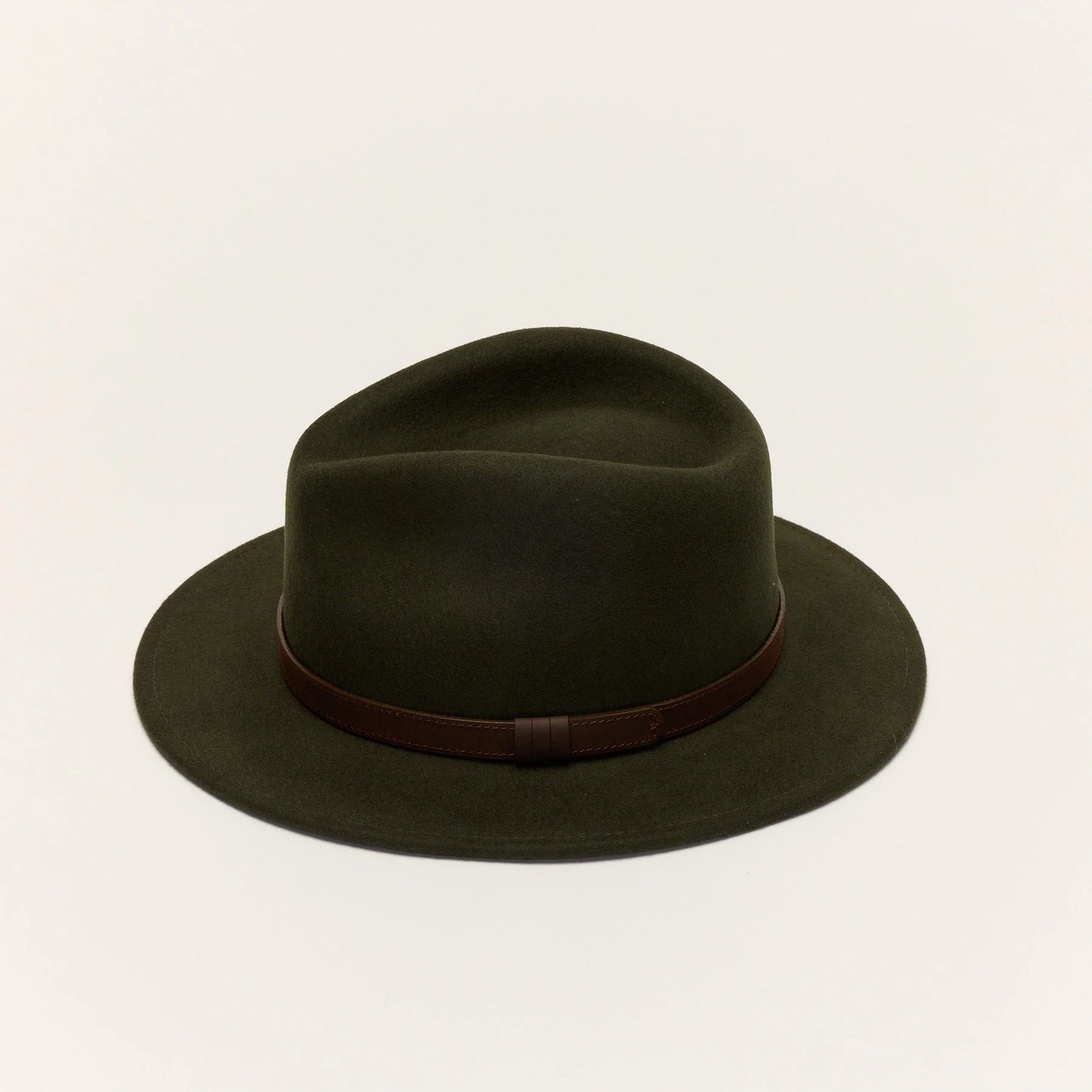 
                  
                    Khaki Wool Felt Fedora Hat with Leather Band
                  
                