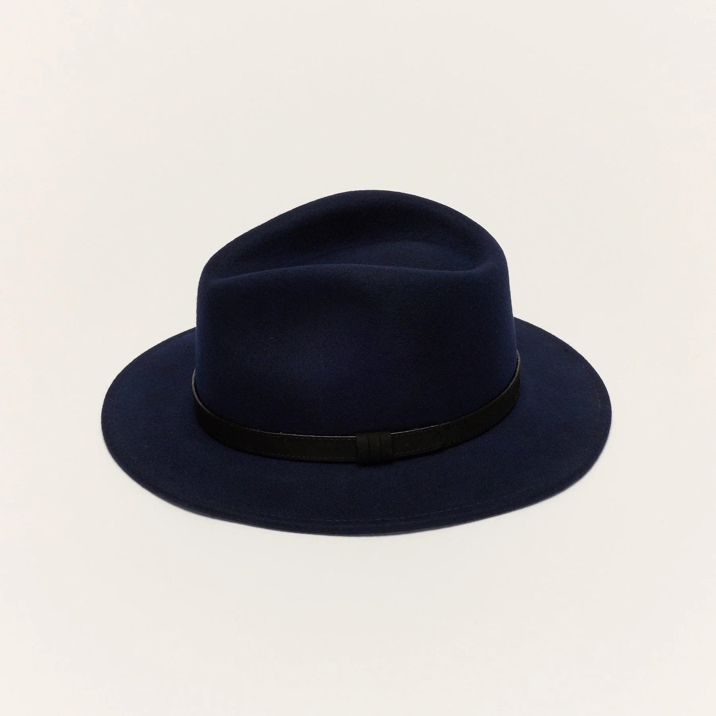 
                  
                    Navy Wool Felt Fedora Hat with Leather Band
                  
                