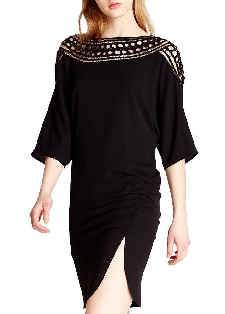 Divine Grace Black Mini Dress With Crochet Insert