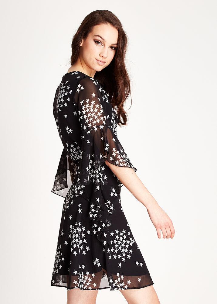 Liquorish Star Print Wrap Dress