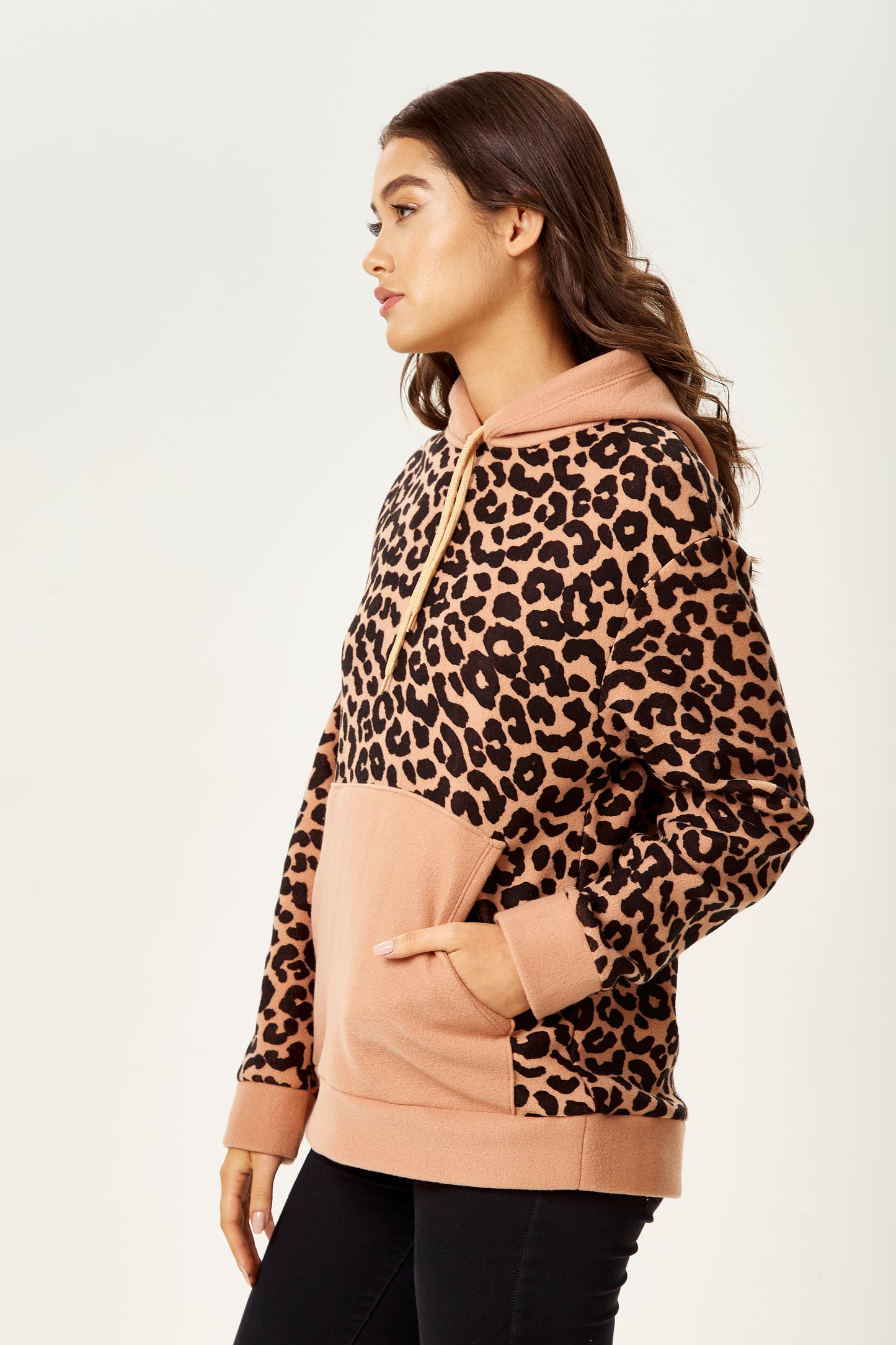 
                  
                    Women's Animal Print Long Sleeve Fleece Hoodie Sweatshirt with High Neck and Front Pocket, Relaxed Fit, Cozy Style
                  
                