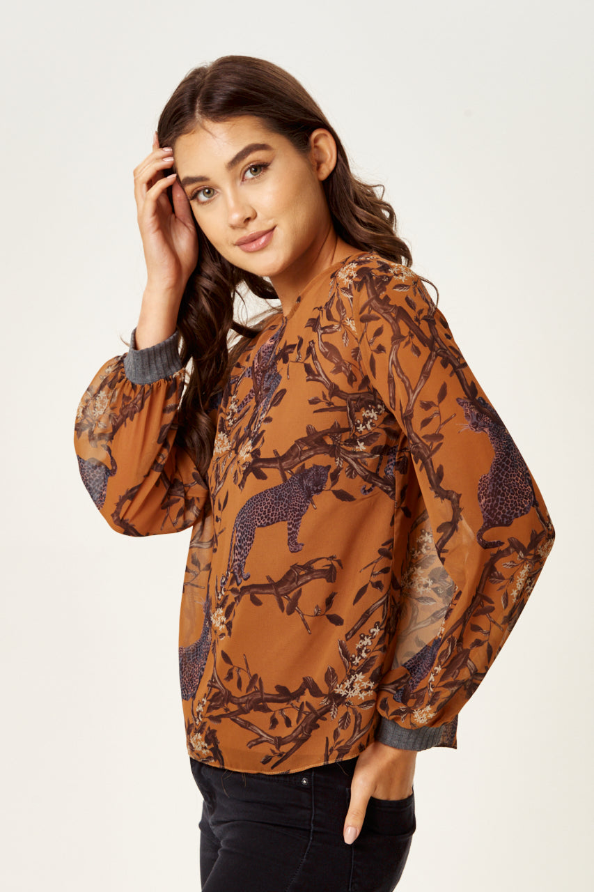 
                  
                    Divine Grace Cheetah Print Top with Long Sleeves in Tuscany
                  
                