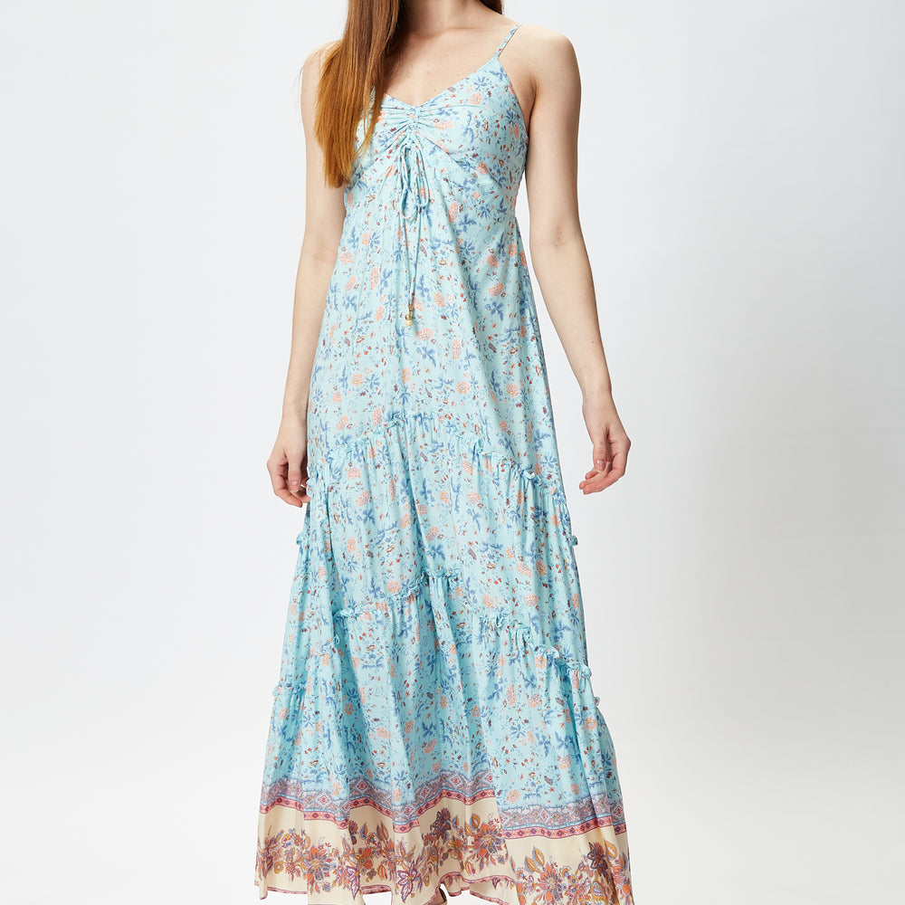 
                  
                    Liquorish Light Blue Floral Cami Maxi Dress with Contrast Hem
                  
                
