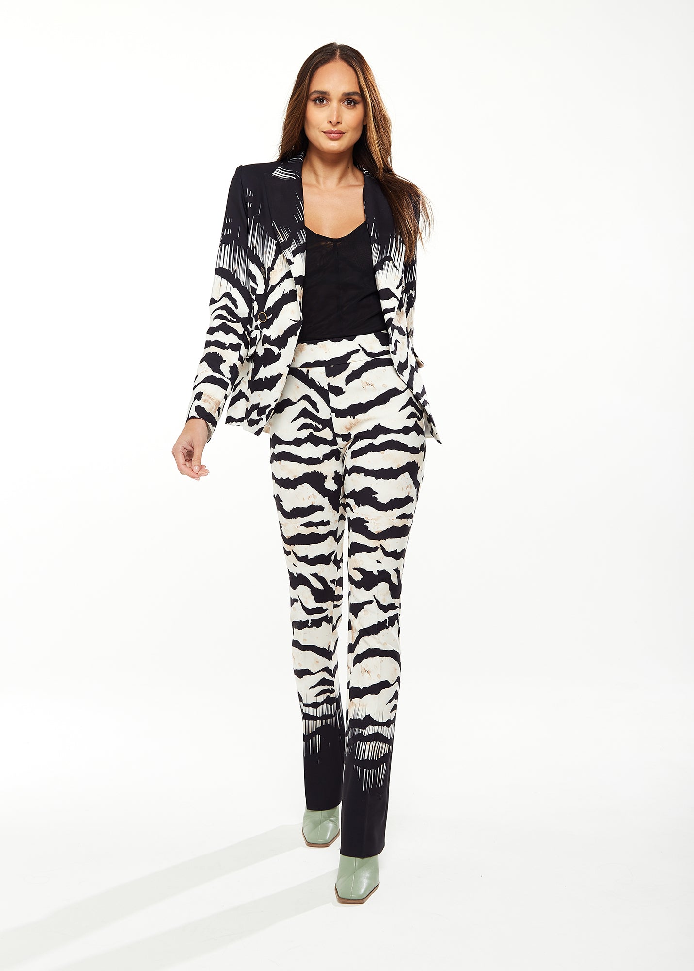 
                  
                    Liquorish Zebra Print Ombre Suit Trouser in Black & White
                  
                
