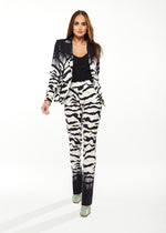Liquorish Zebra Print Ombre Suit Trouser in Black & White