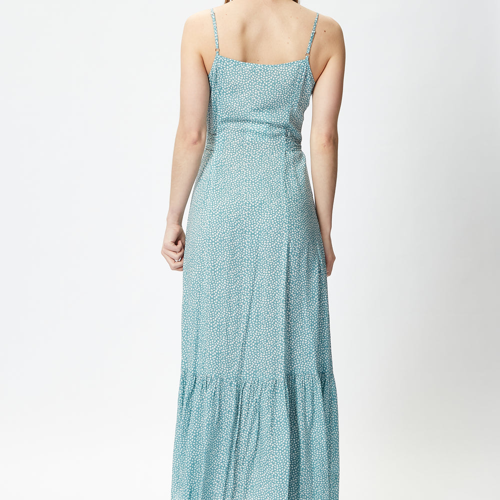 
                  
                    Women's Maxi Dress in Blue with Cami Sleeves and Matching Tie Waist - Liquorish
                  
                