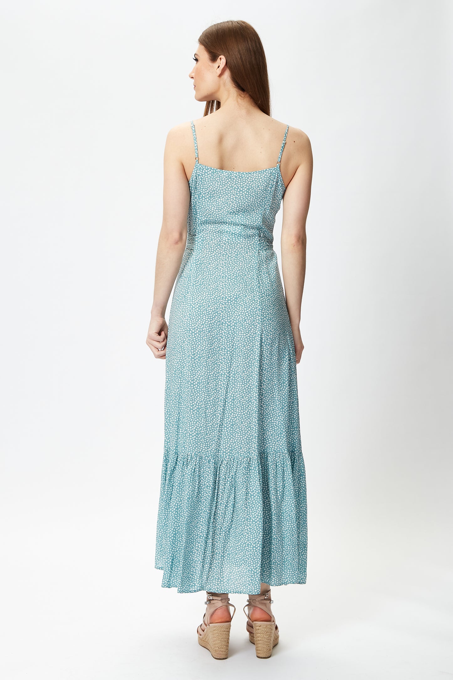 
                  
                    Women's Maxi Dress in Blue with Cami Sleeves and Matching Tie Waist - Liquorish
                  
                