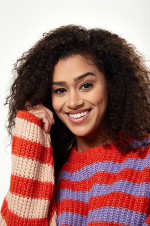 Liquorish Stripes Jumper In Multicolour