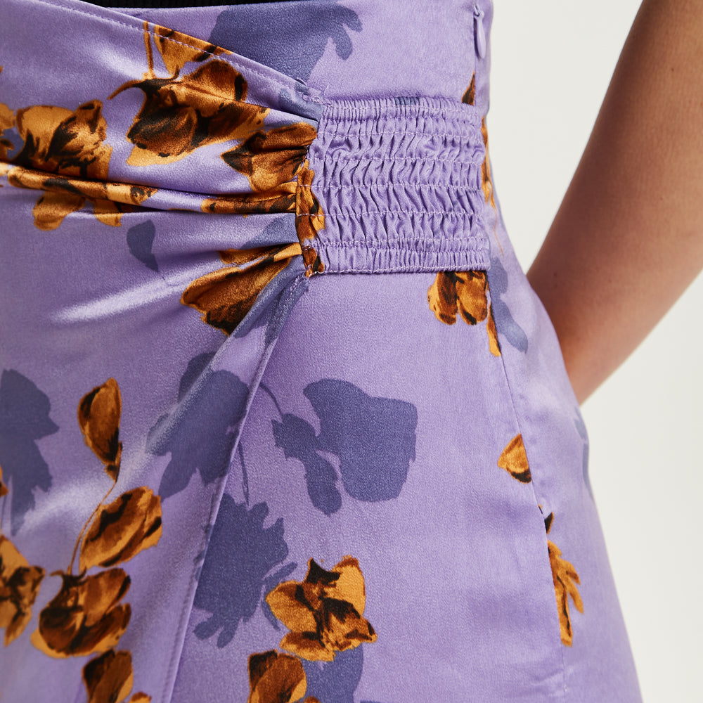 
                  
                    Liquorish Purple Floral Midi Skirt With Ruching Detail
                  
                