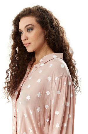 Divine Grace Polka Dot Shirt in Nude