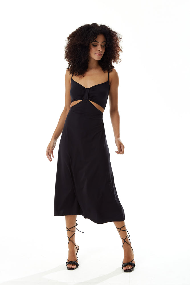 Liquorish Black Cami Dress with Cut Out Details