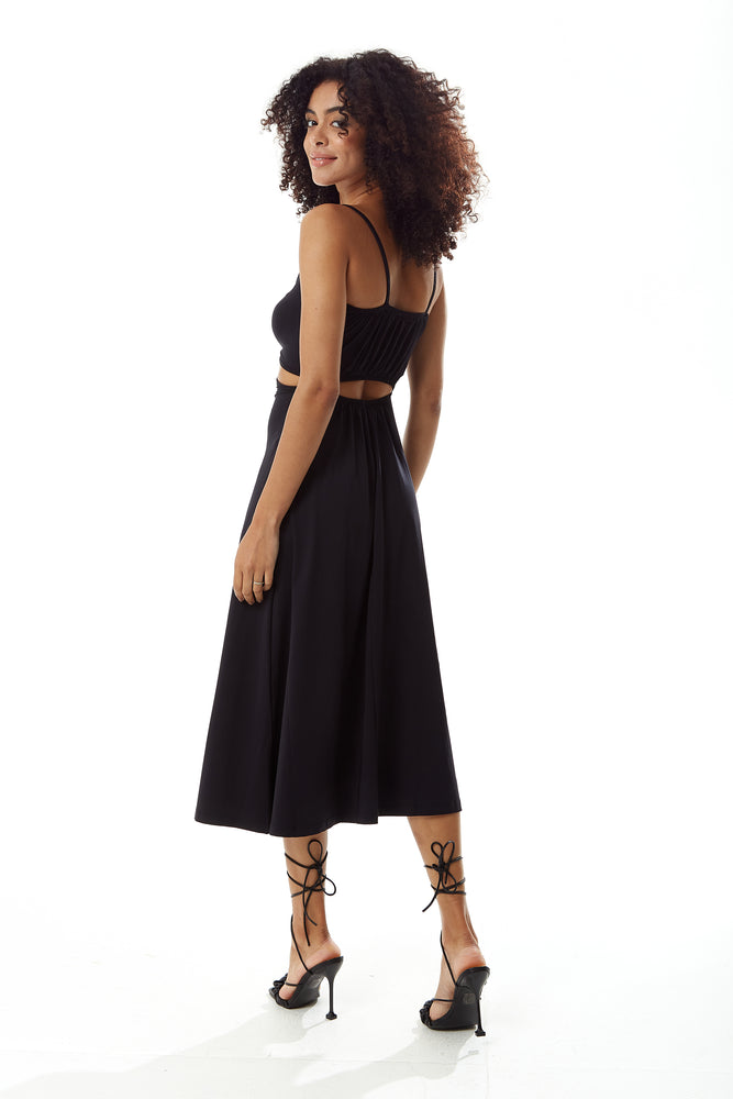 Liquorish Black Cami Dress with Cut Out Details