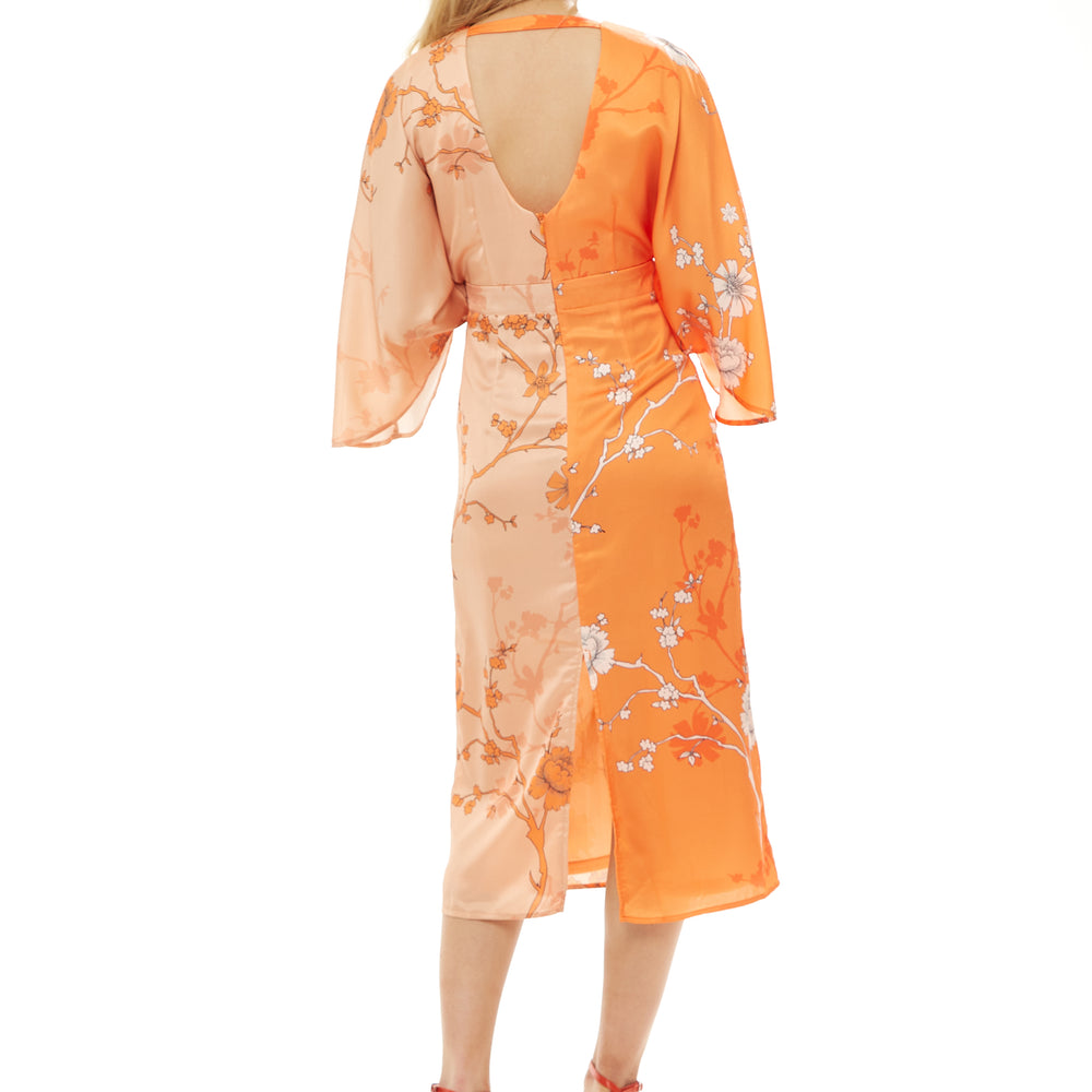 
                  
                    Liquorish Kimono Midi Dress with Open Back in Orange Oriental Print
                  
                