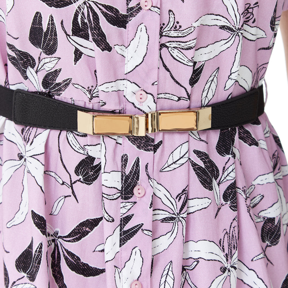 
                  
                    Liquorish Floral Print Button Up Midi Dress in Lilac
                  
                