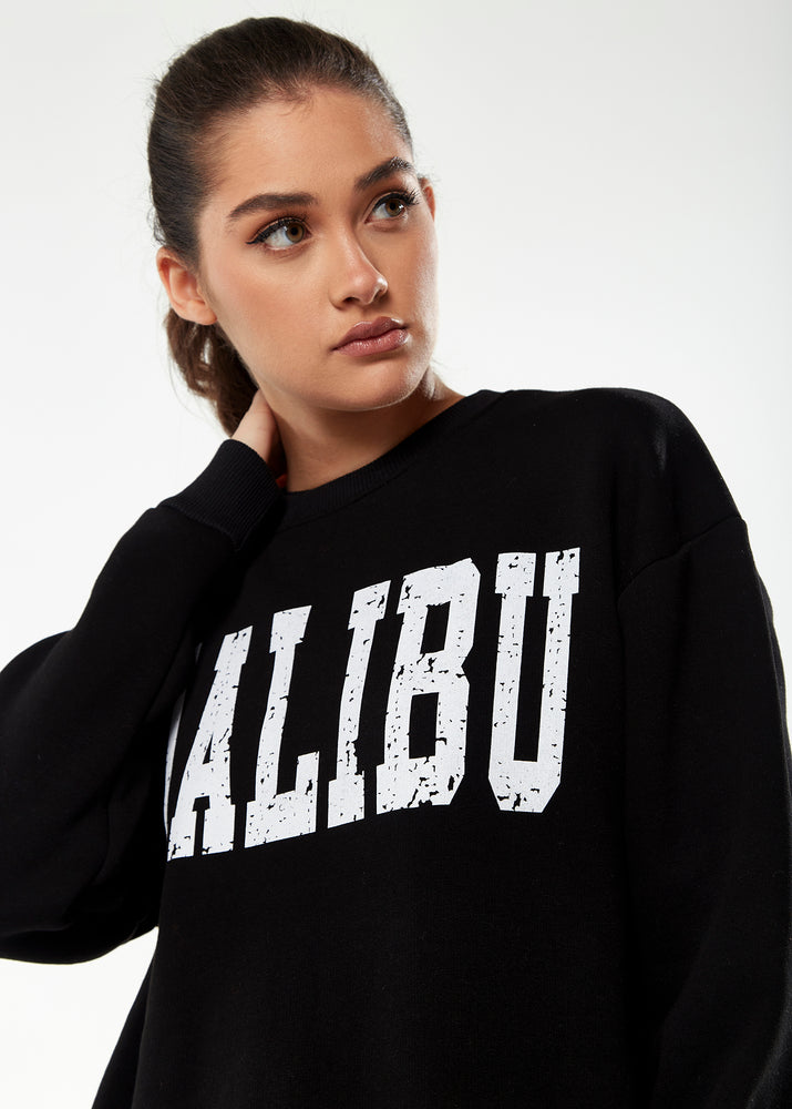 Liquorish Sweatshirt with Malibu Print in Black