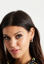 Liquorish Gold & Diamanté Star Hoop Earrings With Neon Yellow Details