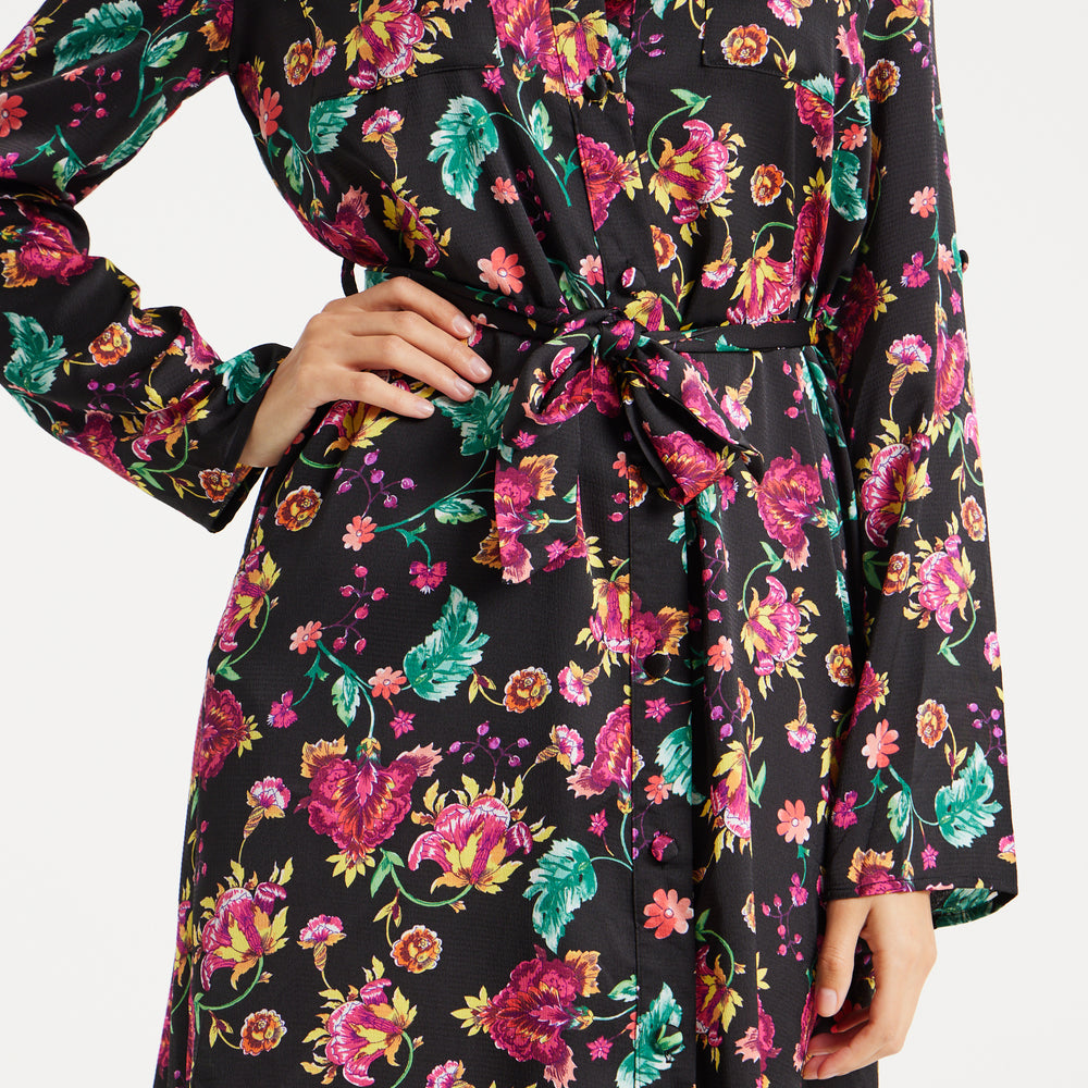 
                  
                    Liquorish Floral Print Shirt Dress In Multicolour & Black
                  
                