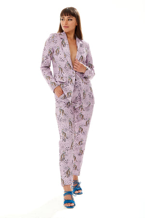 Liquorish Animal Print Blazer in Lilac