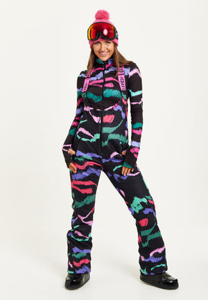 Liquorish Ski Waterproof SaIopette In Black Abstract Print