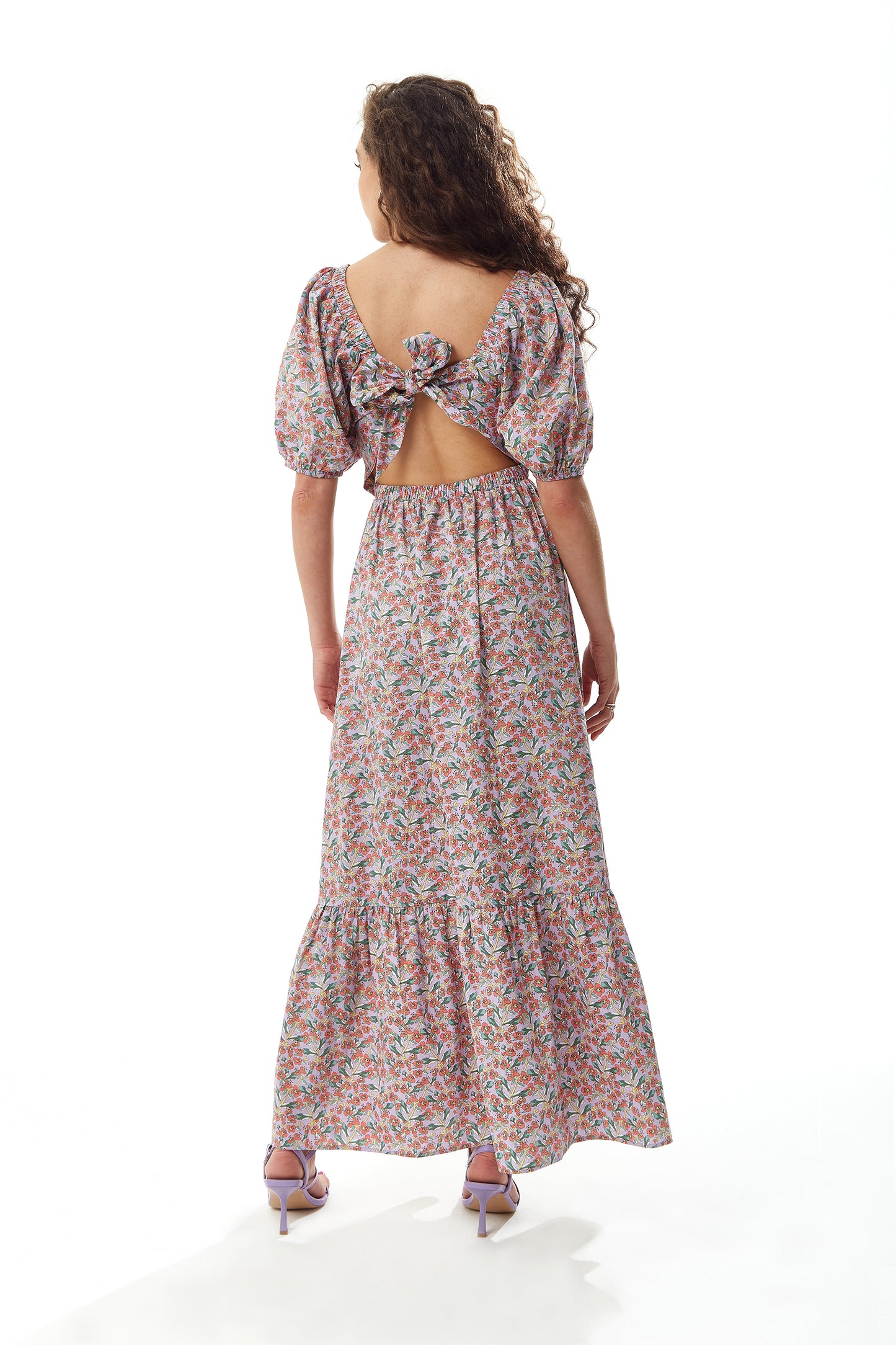 
                  
                    Liquorish Purple Based Red Floral Maxi Dress with Cut out Back
                  
                
