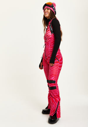 Liquorish Ski Waterproof SaIopette In Pink Zebra Print