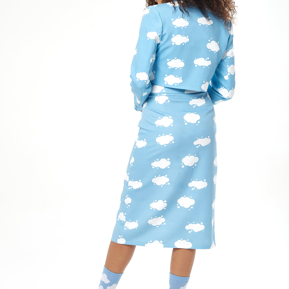 
                  
                    Liquorish Cloud Print Skirt in Blue
                  
                