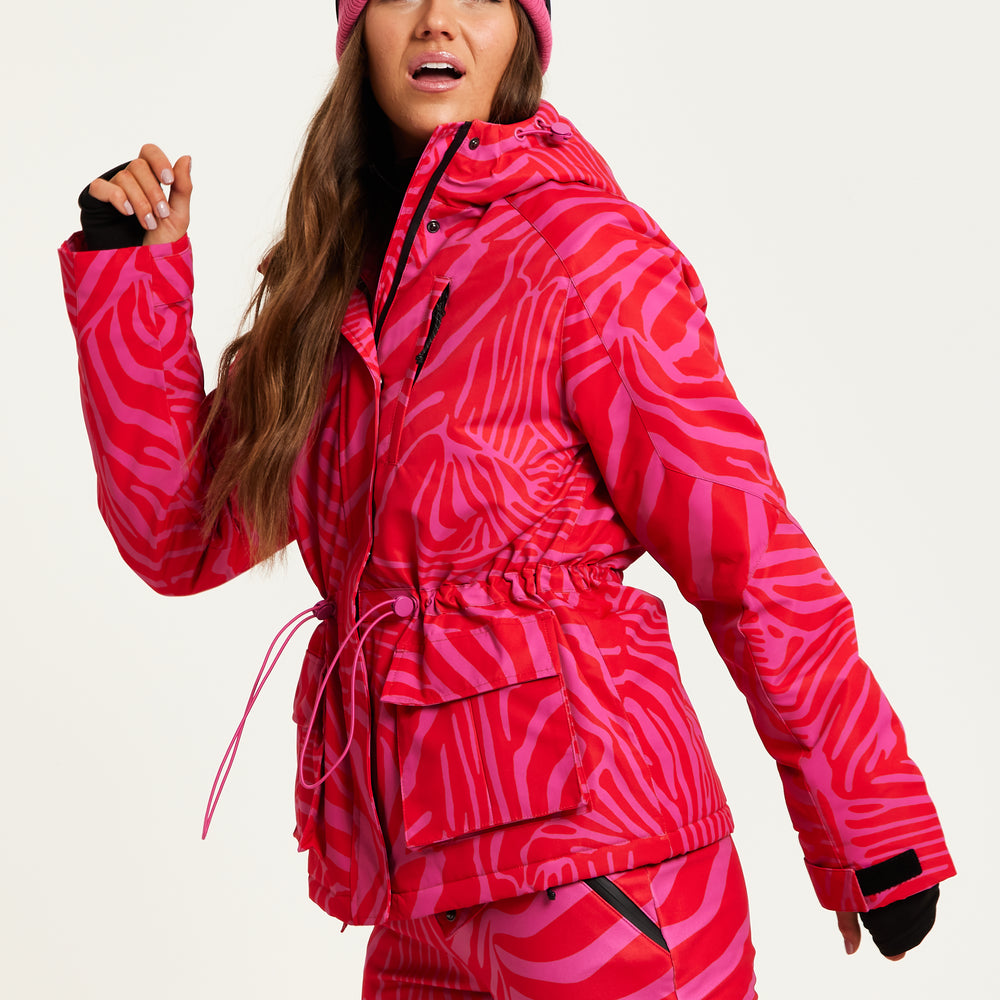 
                  
                    Liquorish Ski Waterproof Jacket In Pink Zebra Print
                  
                