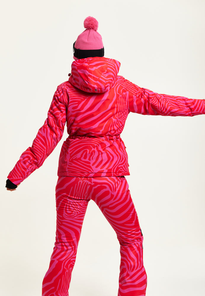 Liquorish Ski Waterproof Jacket Zebra Liquorish Online Print In – Pink