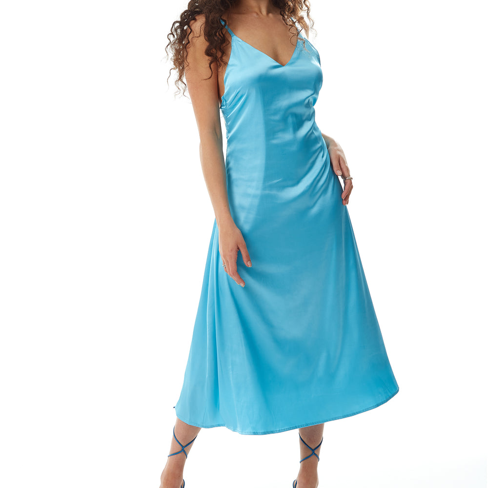 
                  
                    Liquorish Blue Satin Midi Dress
                  
                